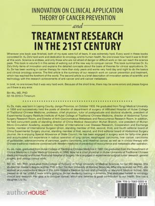 Innovation on Clinical Application Theory of Cancer Prevention and Treatment Research in the 21St Century: Volume V