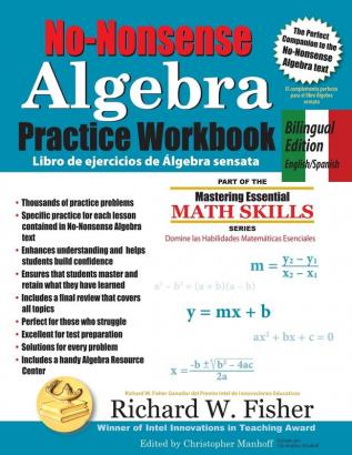 No-Nonsense Algebra Practice Workbook Bilingual Edition: English-Spanish