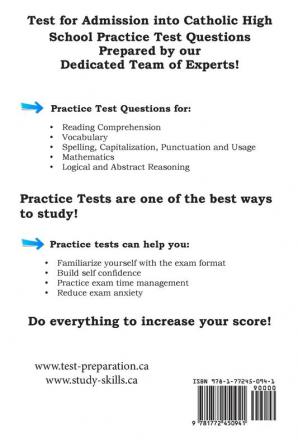 TACHS Skill Practice!: Test for Admissions into Catholic High School Practice Test Questions