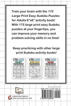 175 Large Print Easy Sudoku Puzzles for Adults: Only One Puzzle Per Page! (Pocket 6x9 Size)