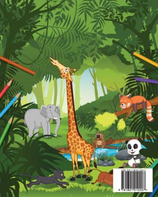 Wild Animals World: Zoo Coloring Book For Kids Ages 4-8