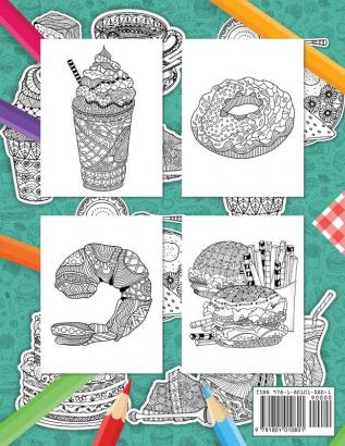 FOOD Coloring Book: A Fun Coloring Gift Book for Adults Relaxation with Stress Relieving Food Designs