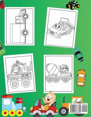 Vehicles Coloring Book For Toddler: Big Vehicles For Boys And Girls (First Coloring Books For Toddler Ages 1-3)