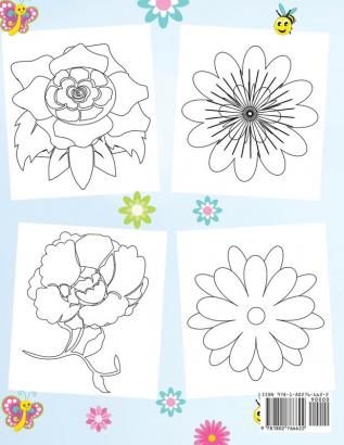 Easy Flowers Coloring Book For Toddlers: Simple Floral Coloring Pages for Beginners Children and Preschoolers