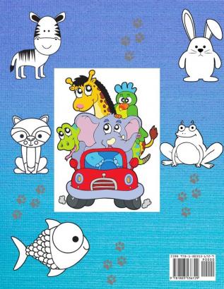 100 ANIMALS for Kids Coloring Book: Cute Animals: Relaxing Coloring Book for Girls and Boys with Cute Horses Birds Owls Elephants Dogs Cats ... and Many More! Ages 2-4 3-8 4-8 9-12 13-19