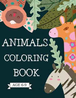 Animals Coloring Book: Letters with animals to color; Dogs lions cats unicorns horses wolves and much more for kids age 6-9