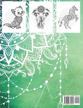 Animals Mandala Coloring Book: Beautiful Stress Relieving Designs With Animals Mandala Patterns For Grown Ups Teens