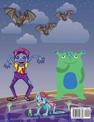 Zombis y monstruos libro de colorear para niños: Un maravilloso libro con lindas y divertidas ilustraciones de monstruos y zombis Criaturas lindas y espeluznantes para que los niños coloreen