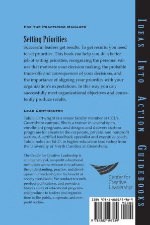 Setting Priorities: Personal Values Organizational Results (J–B CCL (Center for Creative Leadership))