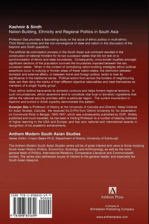 Kashmir and Sindh: Nation-Building Ethnicity and Regional Politics in South Asia (Anthem South Asian Studies)