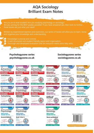 AQA Sociology BRILLIANT EXAM NOTES: Education and Research Methods: AS and A-level: The Complete Study and Revision Book