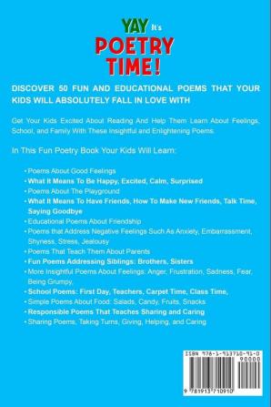 Poetry For Kids: YAY IT'S POETRY TIME! 50 Fun Poems That Kids Will Love (First Grade Reading and Kindergarten Reading)