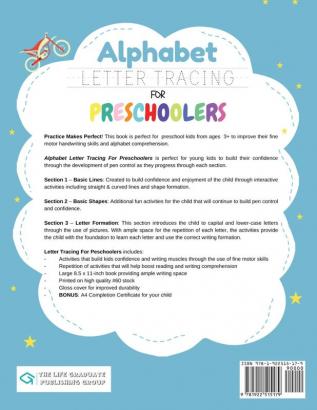 Alphabet Letter Tracing for Preschoolers: A Workbook For Boys to Practice Pen Control Line Tracing Shapes the Alphabet and More! (ABC Activity Book) 8.5 x 11 inch