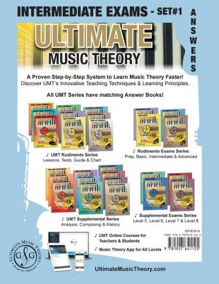 Intermediate Music Theory Exams Set #1 Answer Book - Ultimate Music Theory Exam Series: Preparatory Basic Intermediate & Advanced Exams Set #1 & Set ... in Set PLUS All Theory Requirements!: 45