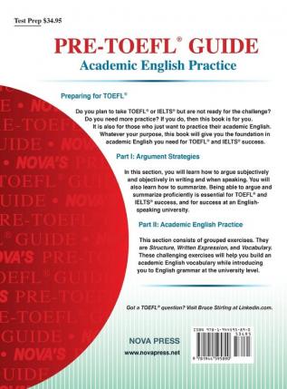 Pre-TOEFL Guide: Academic English Practice - Great for IELTS too!