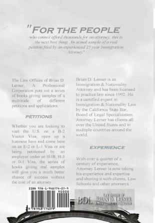 Attorney Drafted L-1 Intracompany-Transferee Visa Application: Entreprenuer Visa For People Who Want Their Own U.S. Business Branch