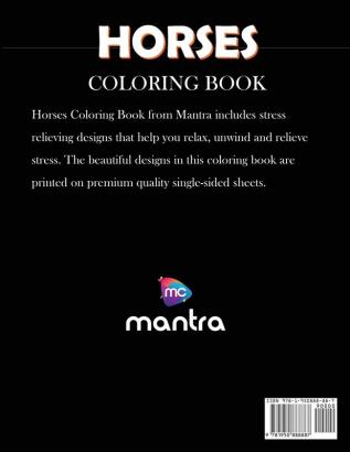 Horses Coloring Book: Coloring Book for Adults: Beautiful Designs for Stress Relief Creativity and Relaxation