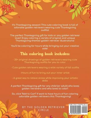 Cute Golden Retriever Thanksgiving Coloring Book