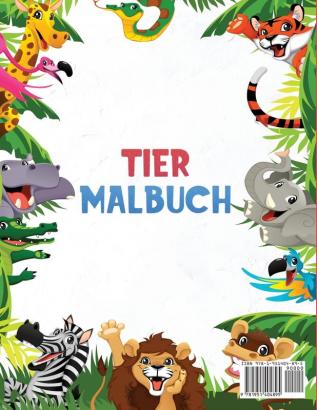 Tier Malbuch für Kinder: Unterhaltsame Aktivität für Kinder mit Einhörnern Dinosauriern Hunden Katzen und mehr