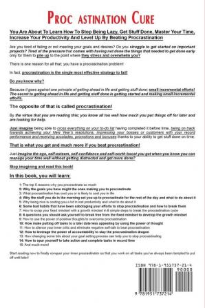 Procrastination Cure: Stop Being Lazy Get Stuff Done Master Your Time Increase Your Productivity And Level Up by Beating Procrastination