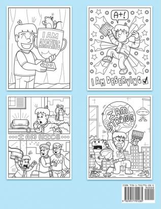 I Am Strong Confident and Bright: Affirmation Coloring Book for Boys