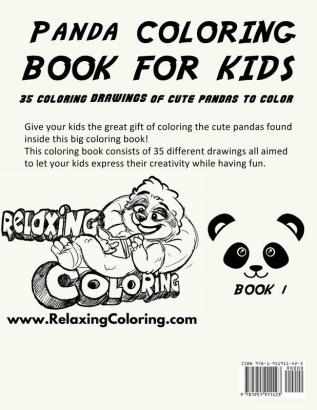 Panda Coloring Book For Kids: 35 Coloring Drawings of Cute Pandas To Color: 1 (Panda Coloring Books for Kids)