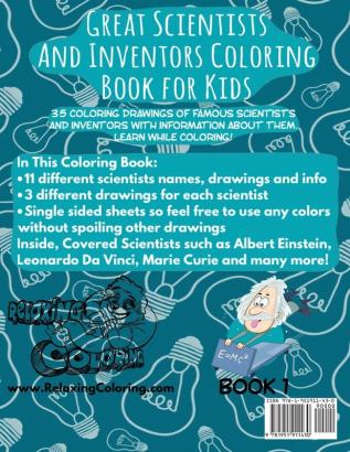 Great Scientists and Inventors Coloring Book for Kids: 35 coloring drawings of famous scientists and inventors with information about them. Learn ... and Inventors Coloring Books for Kids)