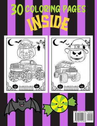 Halloween monster trucks coloring book for kids ages 4-8: Easy and simple to color monster trucks ghosts zombies mummies witches and vampires for a fun family time this Halloween!