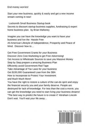 Locksmith Small Business Startup book: Secrets to discount startup business supplies fundraising & expert home business plan