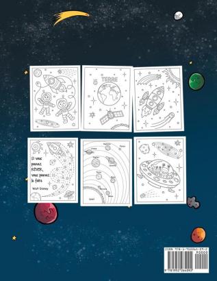 Livre de coloriage de l'espace pour les enfants: Colorier et apprendre les planètes astronautes vaisseaux spatiaux et système solaire - Cahier de coloriage