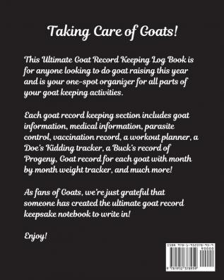 Goat Record Keeping Log Book: Farm Management Log Book - 4-H and FFA Projects - Beef Calving Book - Breeder Owner - Goat Index - Business Accountability - Raising Dairy Goats