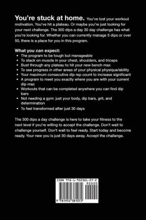 300 Dips a Day 30 Day Challenge: Workout Your Chest Shoulders and Triceps While Developing a Lean V-Shaped Upper Body With This Exercise Program