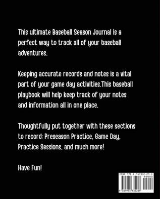 My Baseball Season Log Book: For Players - Coaches - Kids - Youth Baseball - Homerun