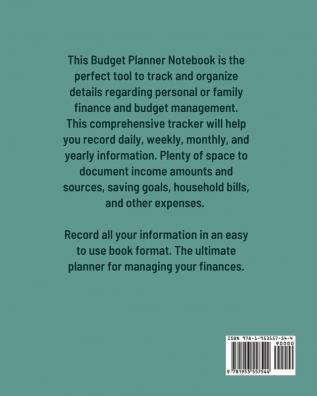 Budget Planner Notebook: Monthly And Weekly Expense Tracker Personal Finance Bill Organizer Budget Management