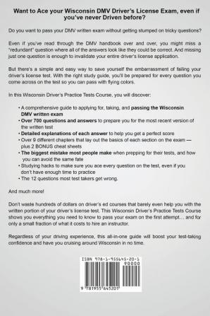 Wisconsin Driver's Practice Tests: 700+ Questions All-Inclusive Driver's Ed Handbook to Quickly achieve your Driver's License or Learner's Permit (Cheat Sheets + Digital Flashcards + Mobile App)