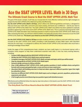 Ace the SSAT Upper Level Math in 30 Days: The Ultimate Crash Course to Beat the SSAT Upper Level Math Test