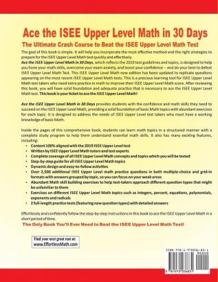 Ace the ISEE Upper Level Math in 30 Days: The Ultimate Crash Course to Beat the ISEE Upper Level Math Test