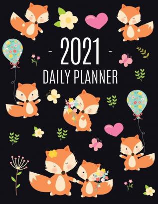 Red Fox Planner 2021: Funny Animal Planner Calendar Organizer - Artistic January - December 2021 Agenda Scheduler - Cute Large Black 12 Months Planner for Meetings Appointments Goals School or Work