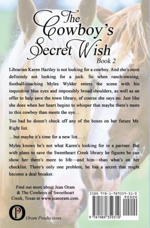 The Cowboy's Secret Wish: 2 (The Cowboys of Sweetheart Creek Texas)