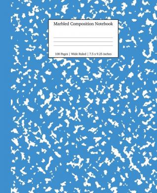 Marbled Composition Notebook: Blue Marble Wide Ruled Paper Subject Book: 8 (School Essentials)