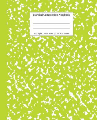 Marbled Composition Notebook: Green Marble Wide Ruled Paper Subject Book: 10 (School Essentials)