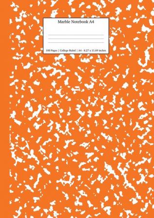 Marble Notebook A4: Pumpkin Marble College Ruled Journal: 8 (School Supplies)