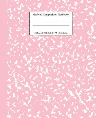 Marbled Composition Notebook: Pink Marble Wide Ruled Paper Subject Book: 12 (School Essentials)