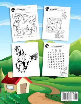 Horse Activity Book: A Fun Coloring and Activity Workbook For Boys And Girls With Word Searches Dot-to-Dots Mazes Learning Coloring Puzzles and More!