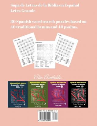 Spanish Word Search Puzzles For Adults: Bible Vol. 2 Psalms and Hymns Large Print