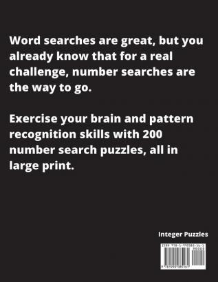 Number Search Puzzle Book: 200 Challenging Large Print Number Searches For Adults