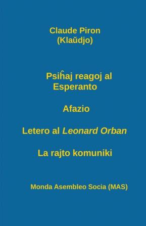 Psiĥaj reagoj al Esperanto; Afazio; Letero al Leonard Orban; La rajto komuniki.: 160 (Mas-Libro)