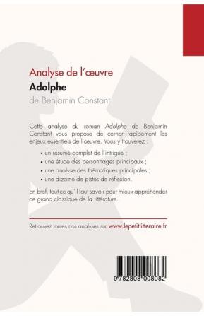 Adolphe de Benjamin Constant (Analysis of the work): Complete analysis and detailed summary of the work (Reading sheet)