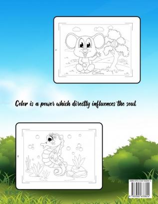 Animals Coloring Book for Kids: Animal Coloring Pages for Kids Ages 4-8 Relaxation and Stress Relief Designs Including Wild Farm Animals and Sea Creatures