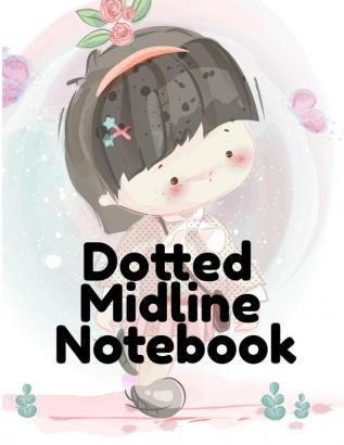 Dotted Midline Notebook: ABC Tracing Book With Cute Coloring A to Z Pictures - Drawing & Doodling Board For First Grade Students - 8.5x11 130 Pages Elementary School Tracing Workbook